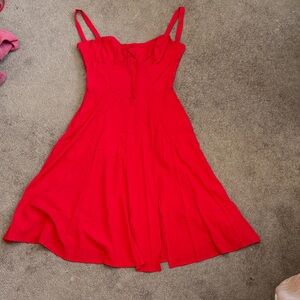 Red Spaghetti-Strap Fit & Flare Dress